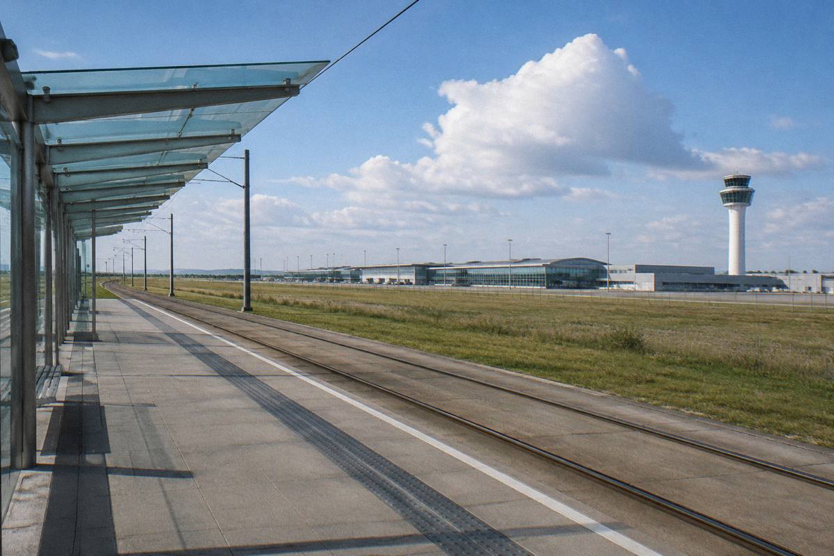 The tram platform at Edinburgh Airport